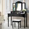 Makeup Dressing Table with Tri-Folding Mirror and Cushioned Stool for Women-White